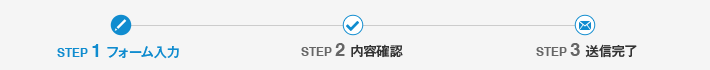 STEP1.フォーム入力→STEP2.内容確認→STEP3.送信完了